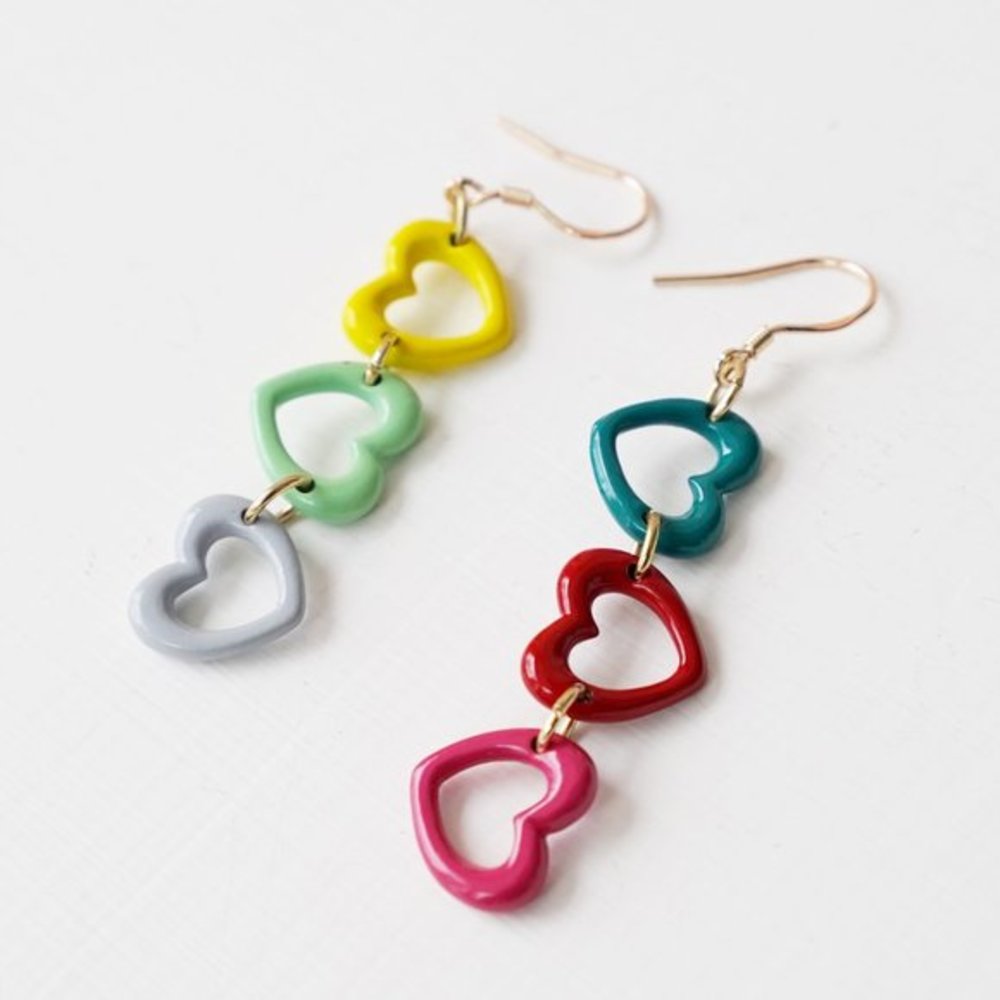 Urban Outfitters Enamel Rainbow Heart Drop Earrings